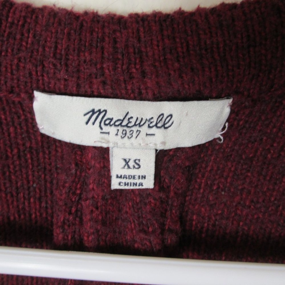 MADEWELL Backzip Pullover Sweater Merlot xs - Picture 5 of 9